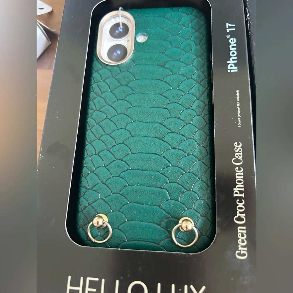 NWT Hello Lux iPhone 16 Pro Max Phone Case - Green Croc Wrapped